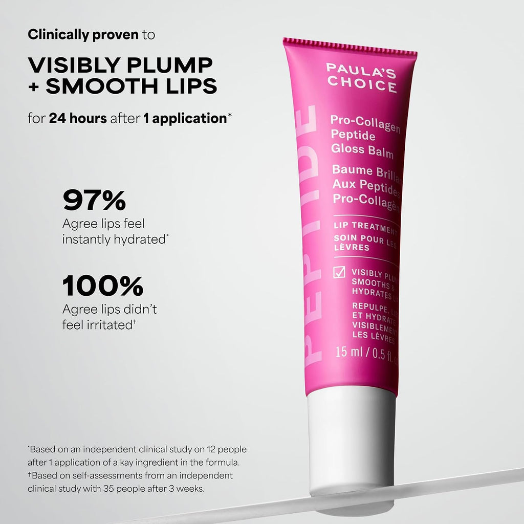 Pro-Collagen Peptide Gloss Lip Balm, Hydrates & Smooths Lips, Sheer & Glossy Finish for Fuller Lips, Sheer Tint