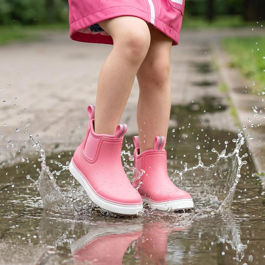 Kids Deck Boots Waterproof Ankle Rain Boots for Girls and Boys | Lightweight Rubber Boots, Kids Non-Slip Outdoor
