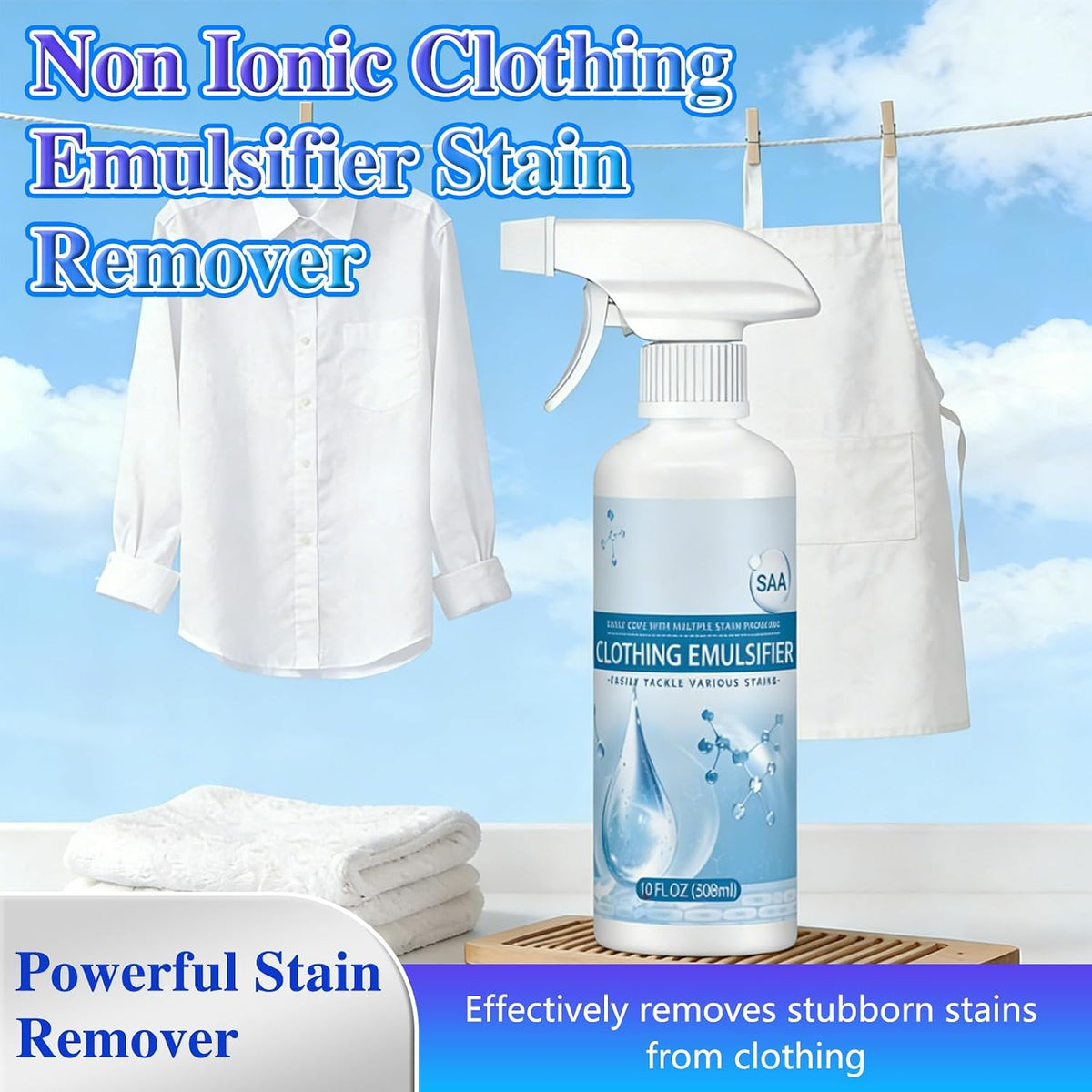 Clothing Emulsifier Stain Remover, Non-Ionic Laundry Pre-Treatment, Stain Remover for Clothes, Portable Dry Cleaning