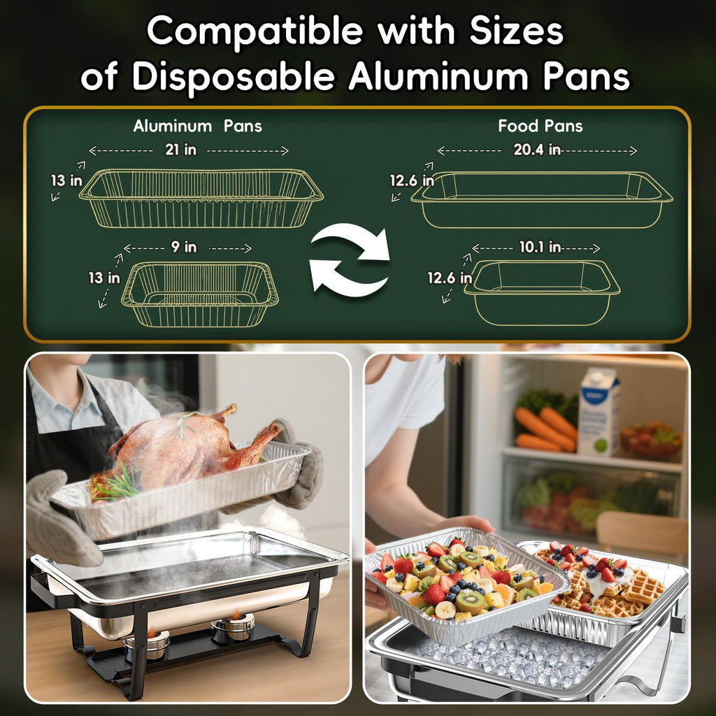 11Qt Chafing Dishes for Buffet, Multi-Size Pans 4 Pack, Black