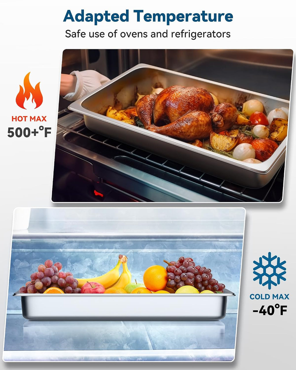 Hotel Pans with Lids, 4 Pack Full Size, 2.5" Deep