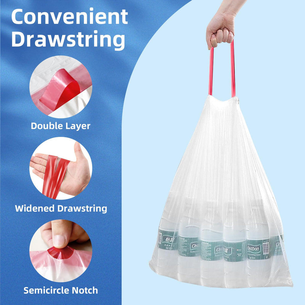 13.2 Gallon Tall Kitchen Drawstring Trash Bags, 120 Count Pre-separated Garbage Bags, Unscented, Leak Proof, Waste
