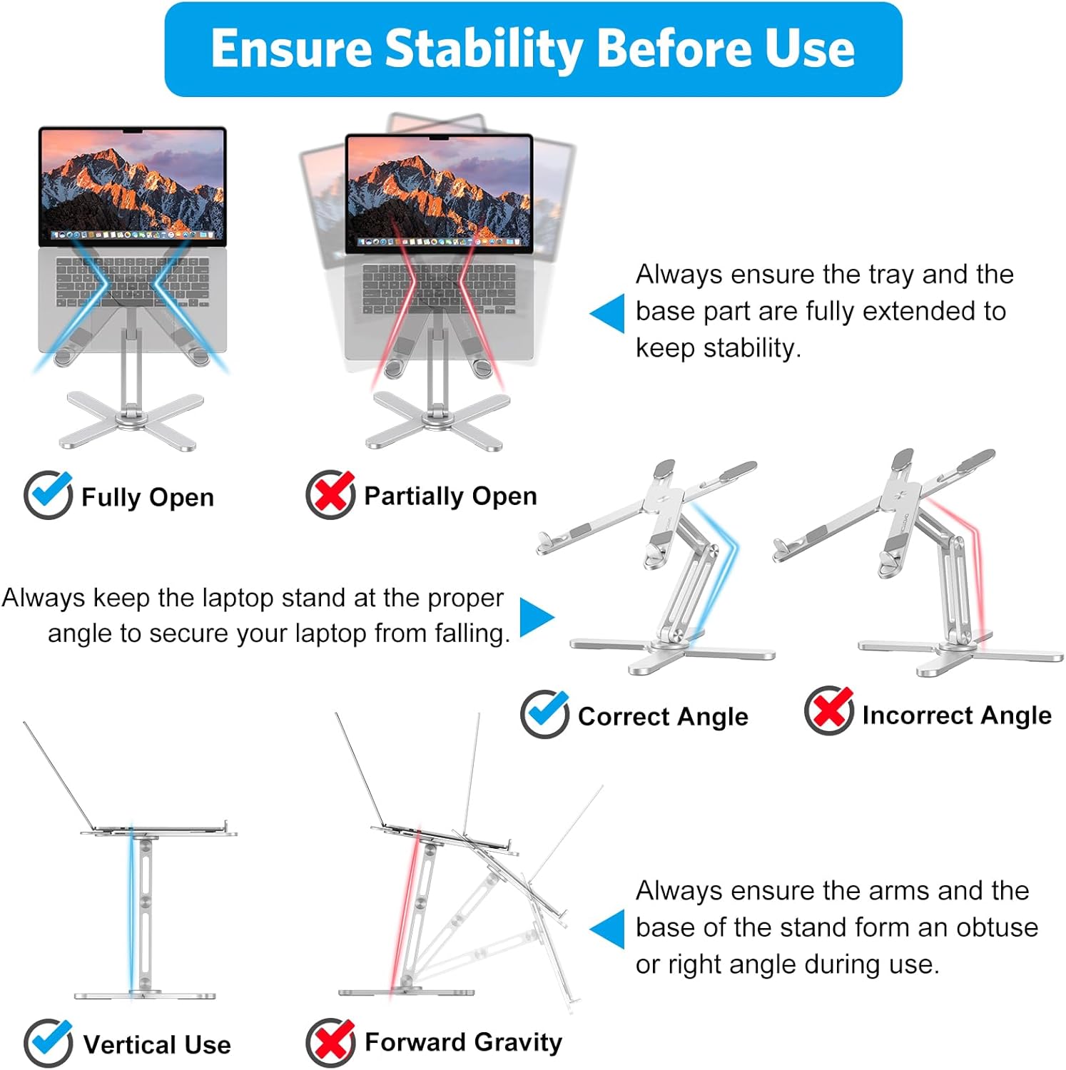 LA10 360° Rotating Laptop Stand Riser for Desk, Ergonomic Foldable Computer Stand Adjustable Height Angles for