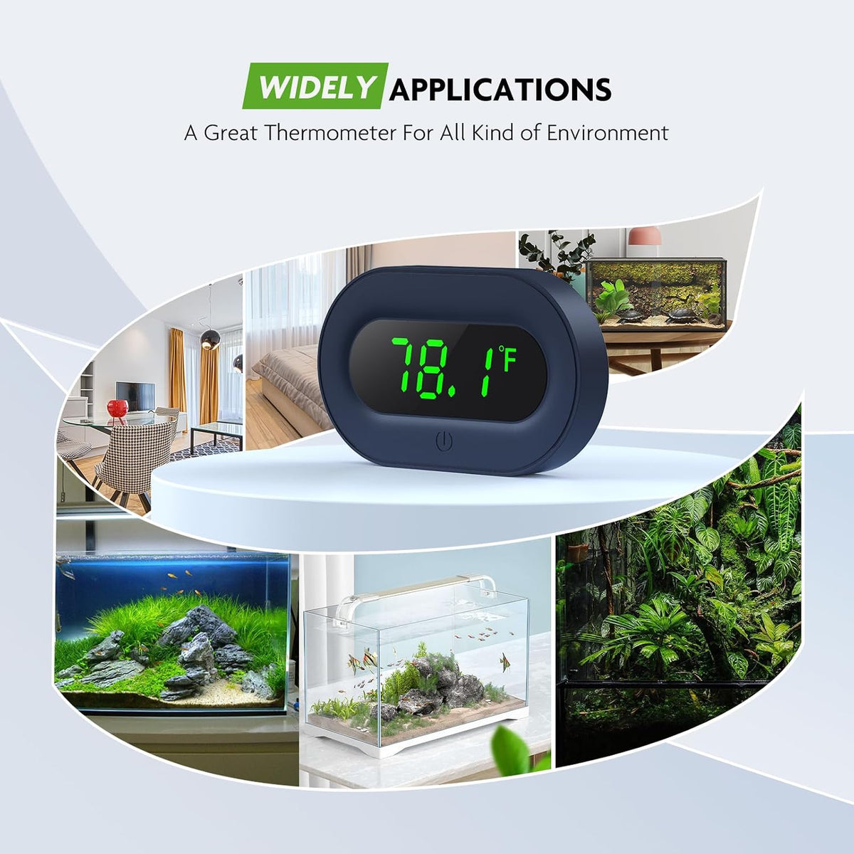 LED Aquarium Thermometer Digital Highly Accurate Replaceable Battery