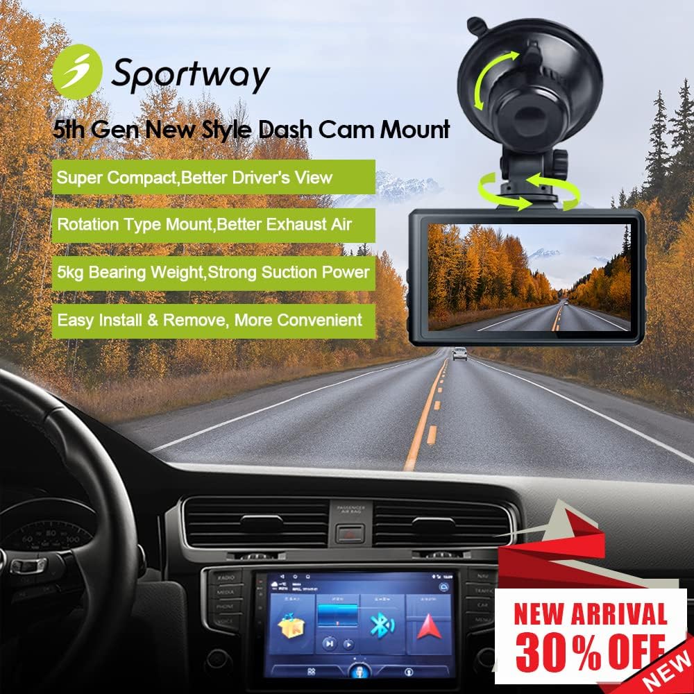 S504 Suction Cup Dash Cam Mount Holder (5th Gen) with 4pcs 360 Rotating Joints for Apeman Ssontong Biuone iZEEKER