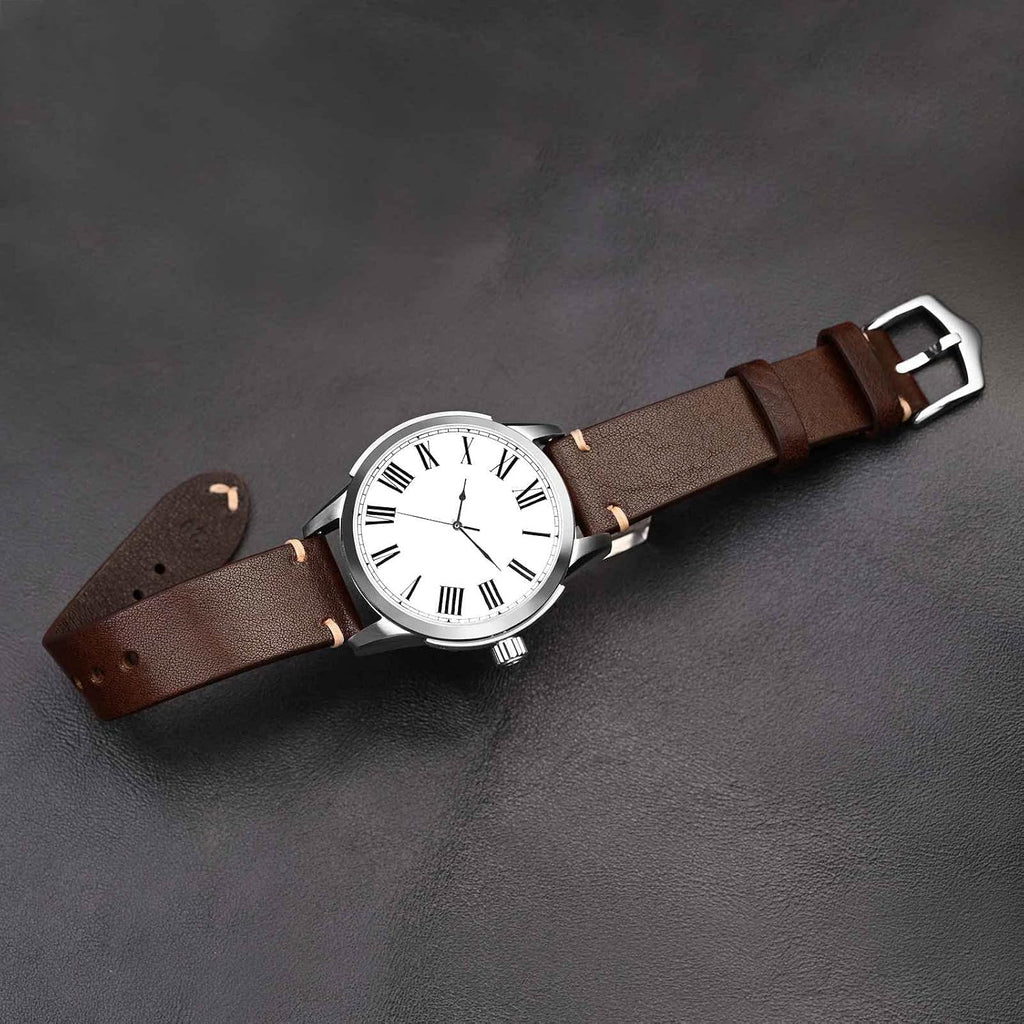 Men's Watch Bands, Hand-Stitched Leather Watch Straps, Quick Release, 18mm 19mm 20mm 21mm 22mm