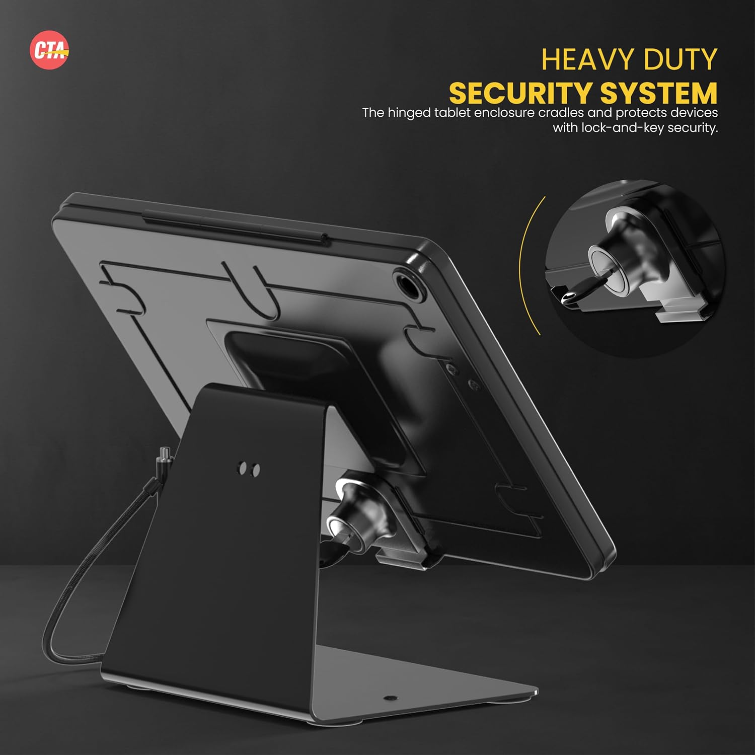 Desktop Anti-Theft Stand – Kiosk Stand with Stylus, Tether, and Aluminum Enclosure for iPad 11th Gen A16 11” - 10th