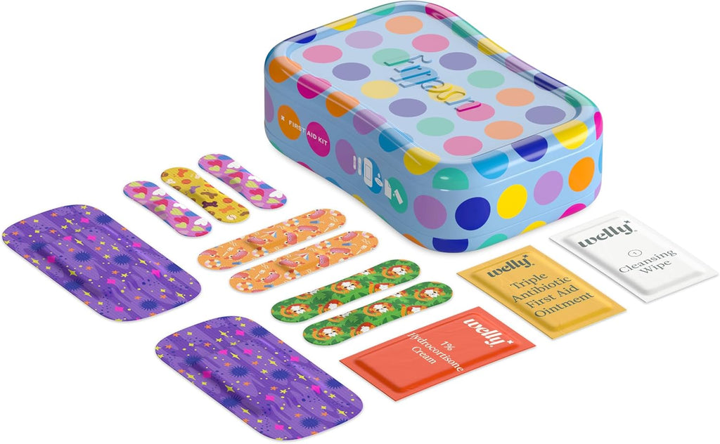 First Aid Kit - Bravery Badges in Flexible Fabric and Waterproof, Singe Use Ointments Triple Antibiotic, Cleansing