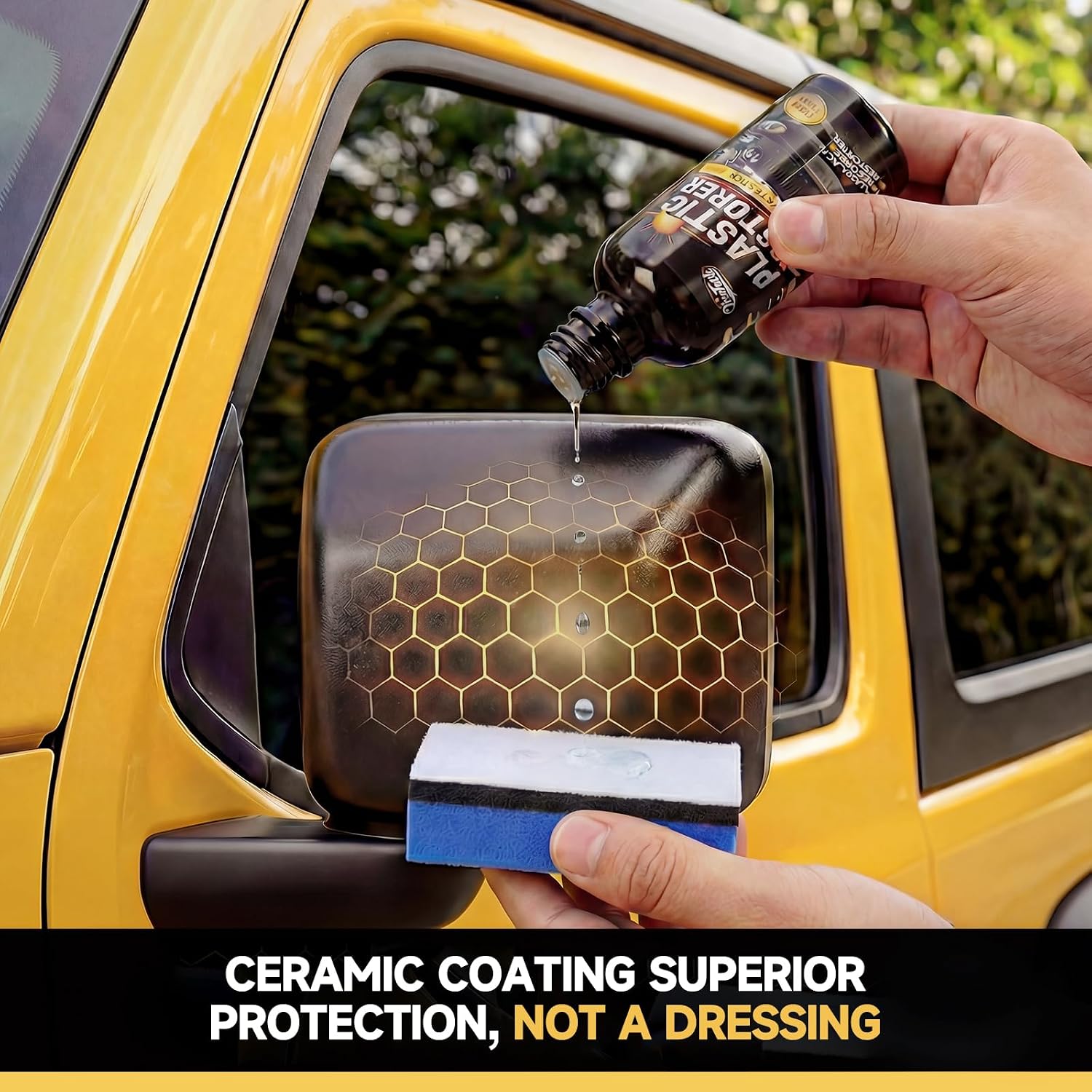 Plastic Restorer for Cars, Not a Dressing, Black Trim Restorer, Ceramic Crystal Coating Highly Concentrated, Lasting