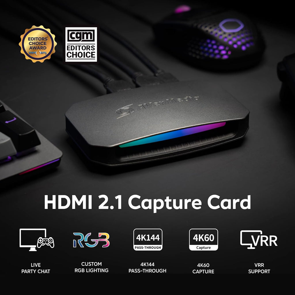 4K60 Capture Card with HDMI 2.1, Low Latency, 4K144/4K120 Passthrough, Game Capture Device for PS5, PS5 Pro, Xbox