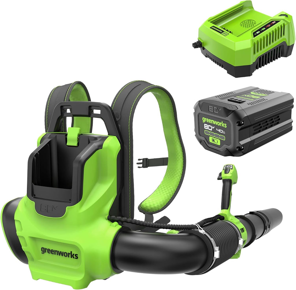 80V Backpack Leaf Blower, 750 CFM, 4.0 Ah Battery and Charger