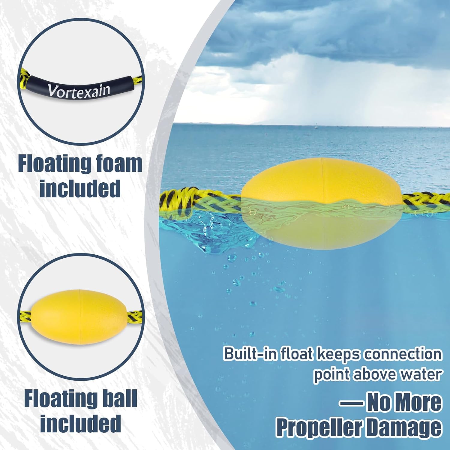 Boat Tow Rope with Stainless Steel, Ropes for Towable Tubes Jet Ski Accessories