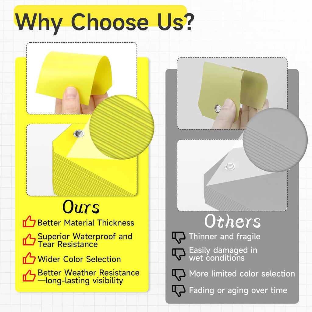 100Pcs Yellow Plastic Shipping Tags, 4 3/4" x 2 3/8", Writable, Durable, Waterproof