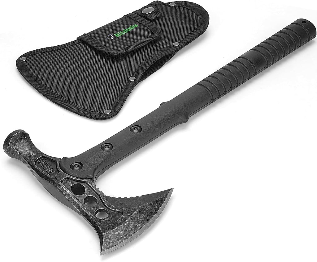 Camping Axe, Survival Chopping Hatchet with Sheath, Tactical Tomahawk with Hammer, Nylon Fiber Handle for Outdoor