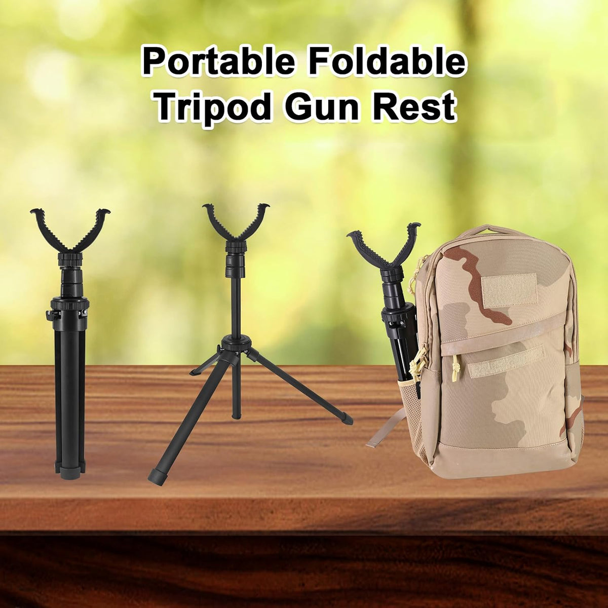 Tripod Shooting Stick Rifle Table Shooting Rest, for Range Practice | Portable, Adjustable Height, Compact Aluminum