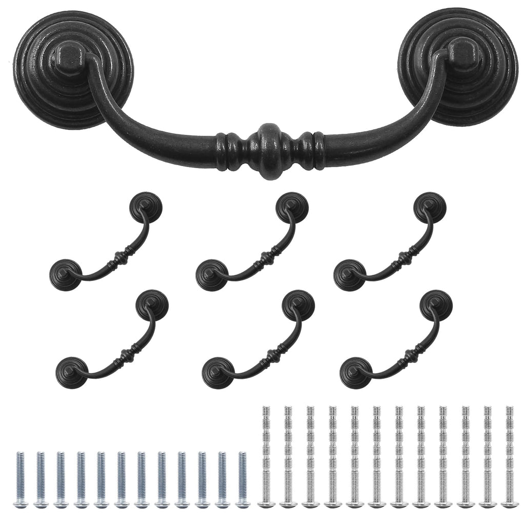 Antique Drop Bail Pulls, 4.3" Hole Center, 6PCS