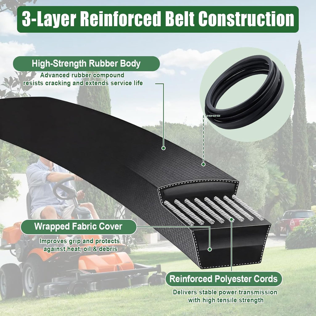 42 Inch Mower Deck Belt Replacement 429636 197253 592855001, 1/2" x 101" | Compatible with Craftsman Husqvarna Poulan
