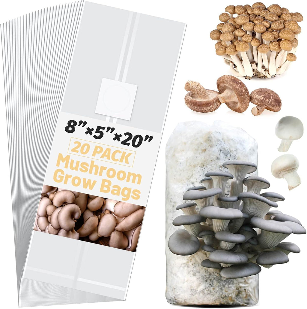 Mushroom Spawn Bags, 20Pcs Large Extra Thick 6 Mil Mushroom Growing Bags