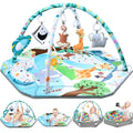 Baby Gym Play Mat, 8-in-1 Tummy Time Mat & Ball Pit with 6 Toys, Washable Baby Activity Play Mat for Visual, Hearing