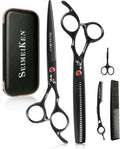 Hair Cutting Scissors Kit, 6.5" Barber Scissors Set (Black) | Professional Hair Shears, Japanese 440C Haircut