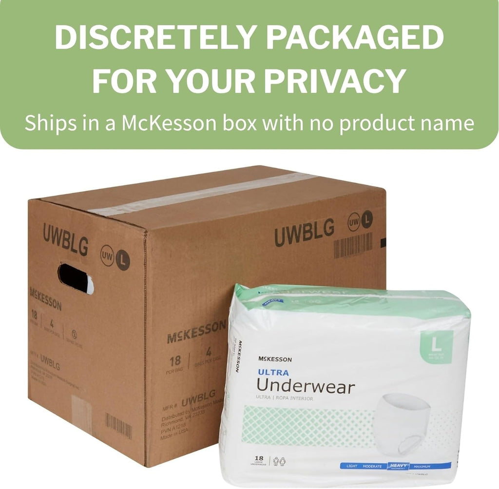 Ultra Adult Incontinence Underwear, Heavy Absorbency, 58 in, 18 ct