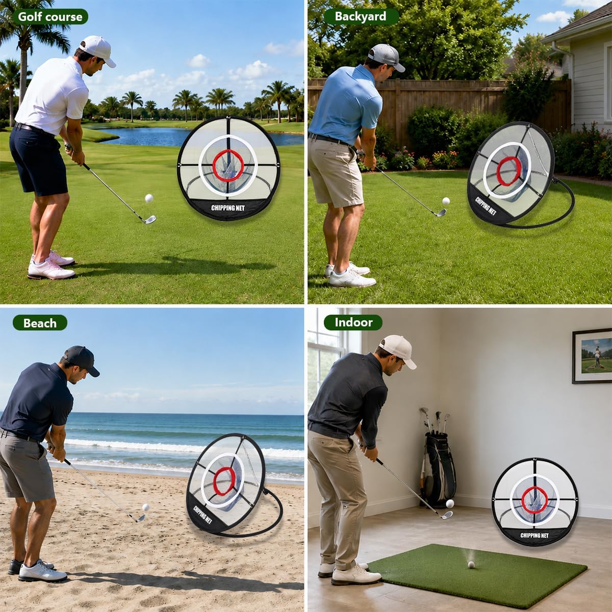 Golf Practice Net with Hitting Mat, Portable Training Aid