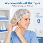 Disposable Bouffant Caps 24 inches, Hair Nets, for Food Service