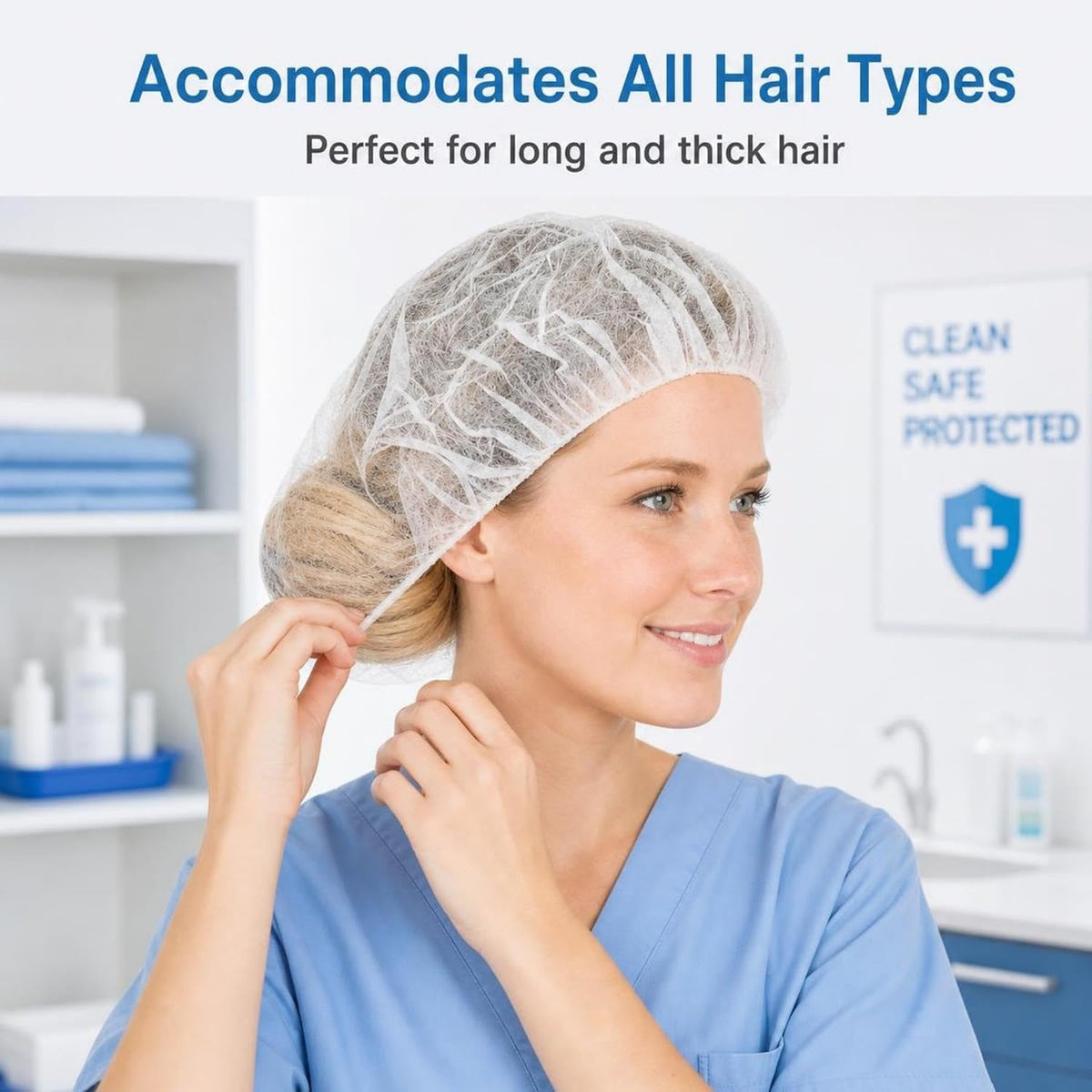 Disposable Bouffant Caps 24 inches, Hair Nets, for Food Service
