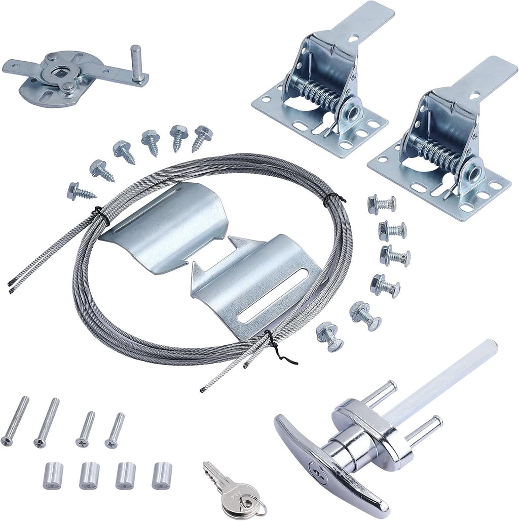Universal Garage Door Lock Kit with Spring Latch and Keyed Handle for Single/Double Garage Door 7' - 18' Wide