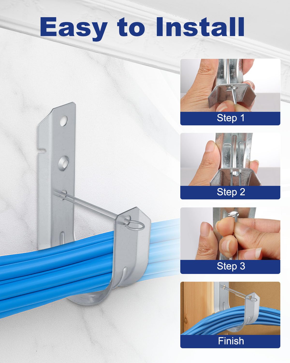 AOKLIT 100 Pcs 2" J Hooks, Galvanized Steel Cable Hook for Cable Management
