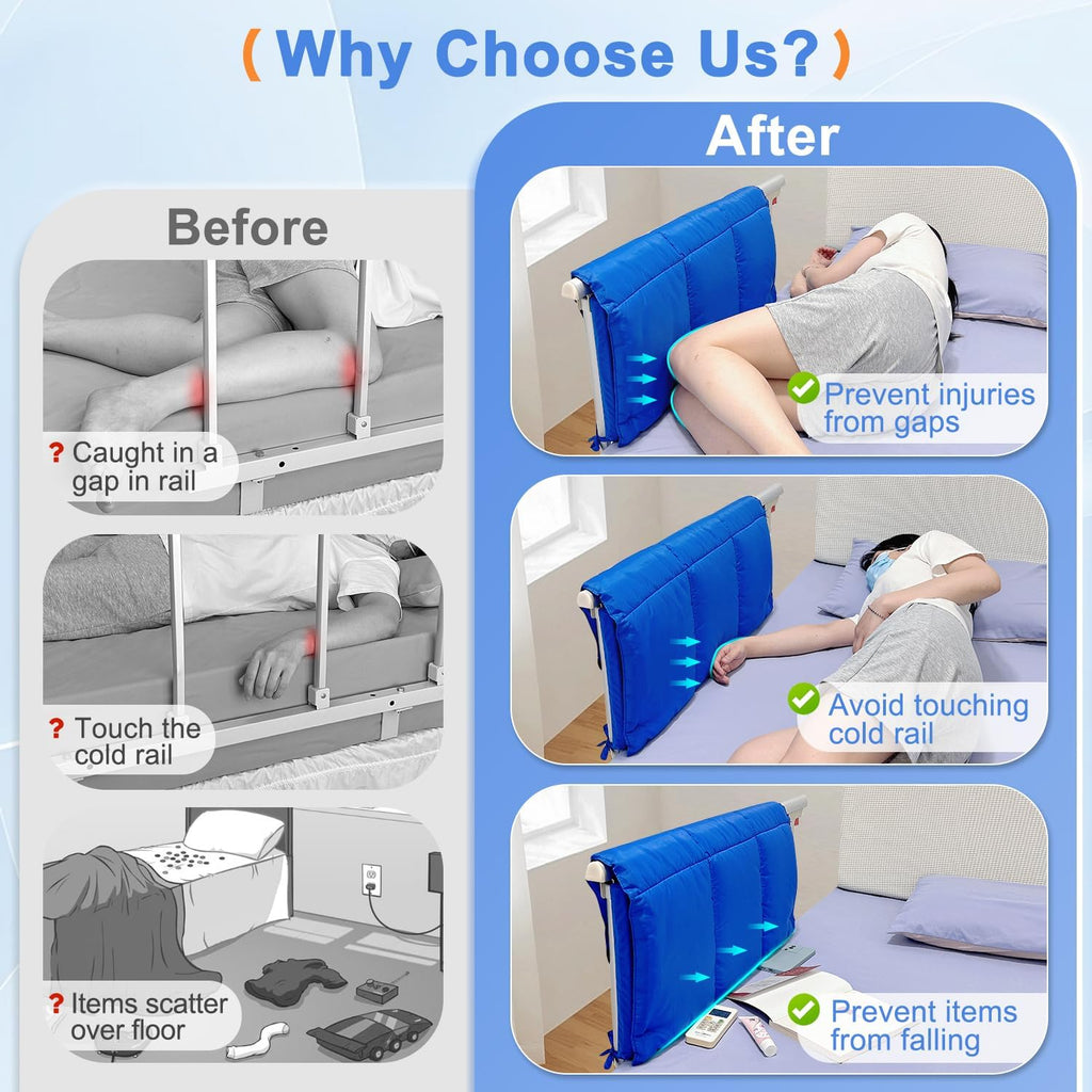 Bed Rail Pads for Elderly Adults Safety, Hospital Bed Railing Covers, Bedside Guard Rails Cover, Sleep Bumpers Foam