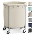 Laundry Basket with Wheels,190L, Steel Frame, Removable Bag