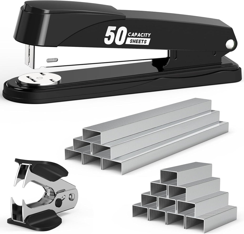Metal Stapler Heavy Duty 50 Sheet Capacity with 1750 Staples and Staple Remover, Full Strip Staplers for Desk, No