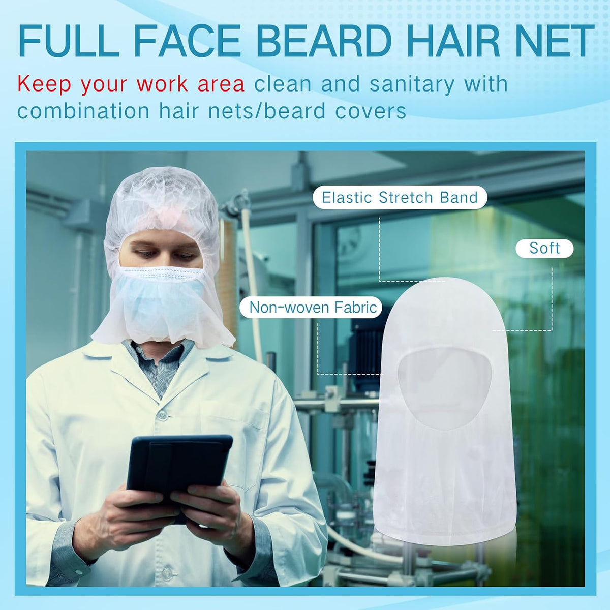 100 Pcs Disposable Hair Nets, Bouffant Hoods for Food Service