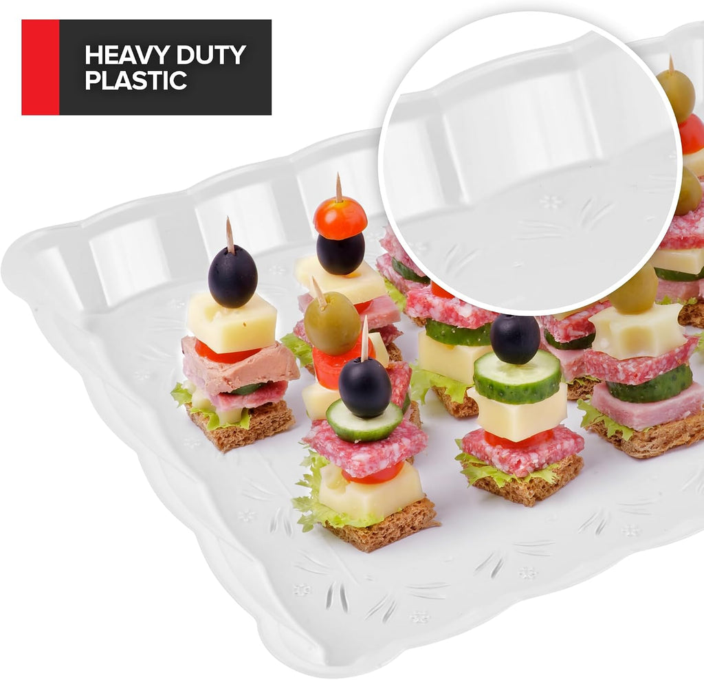 (24 Pcs) Clear Plastic Serving Tray 9x13, Large Plastic Serving Platter Disposable, Rectangle Party Trays and