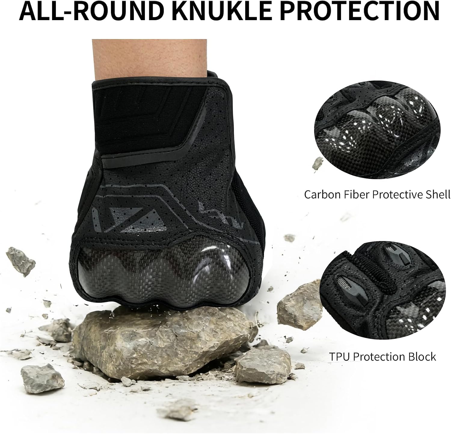 Motorcycle Gloves for Men Women - with Palm Sliders&Knuckle Guards, Touchscreen Design, Faux Leather for Motorcross