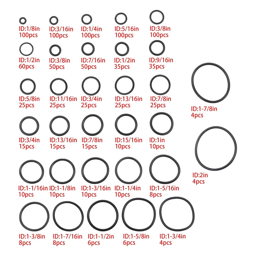 findmall 1008 Pcs SAE O-Ring Kit with 4 Removal Tools 32 AS568 Sizes