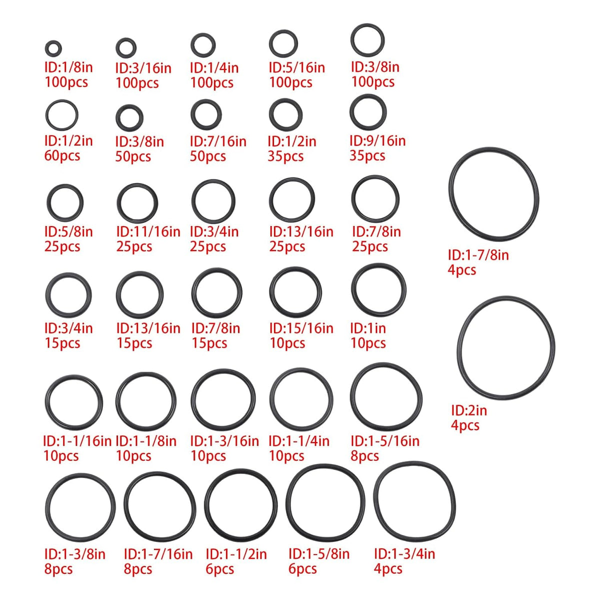 findmall 1008 Pcs SAE O-Ring Kit with 4 Removal Tools 32 AS568 Sizes