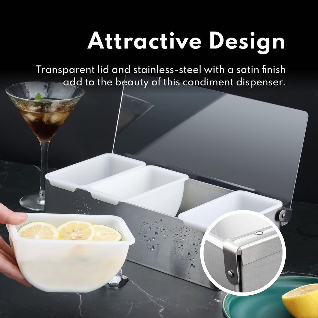 48032 Stainless Steel Condiment Dispenser with 5 Compartments (No Ice Tray)
