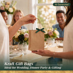 100Pcs Small Brown Gift Kraft Paper Bags with Handles, 5.2x3.2x8 In