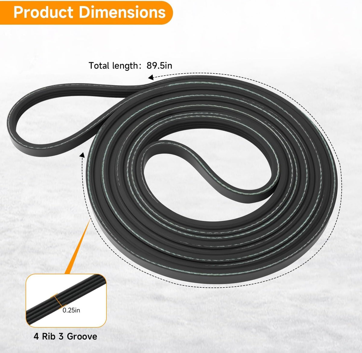 89.5” Dryer Belt Fit for GTDP490ED2WS GTD75ECSL0WS DBVH520EJ2WW