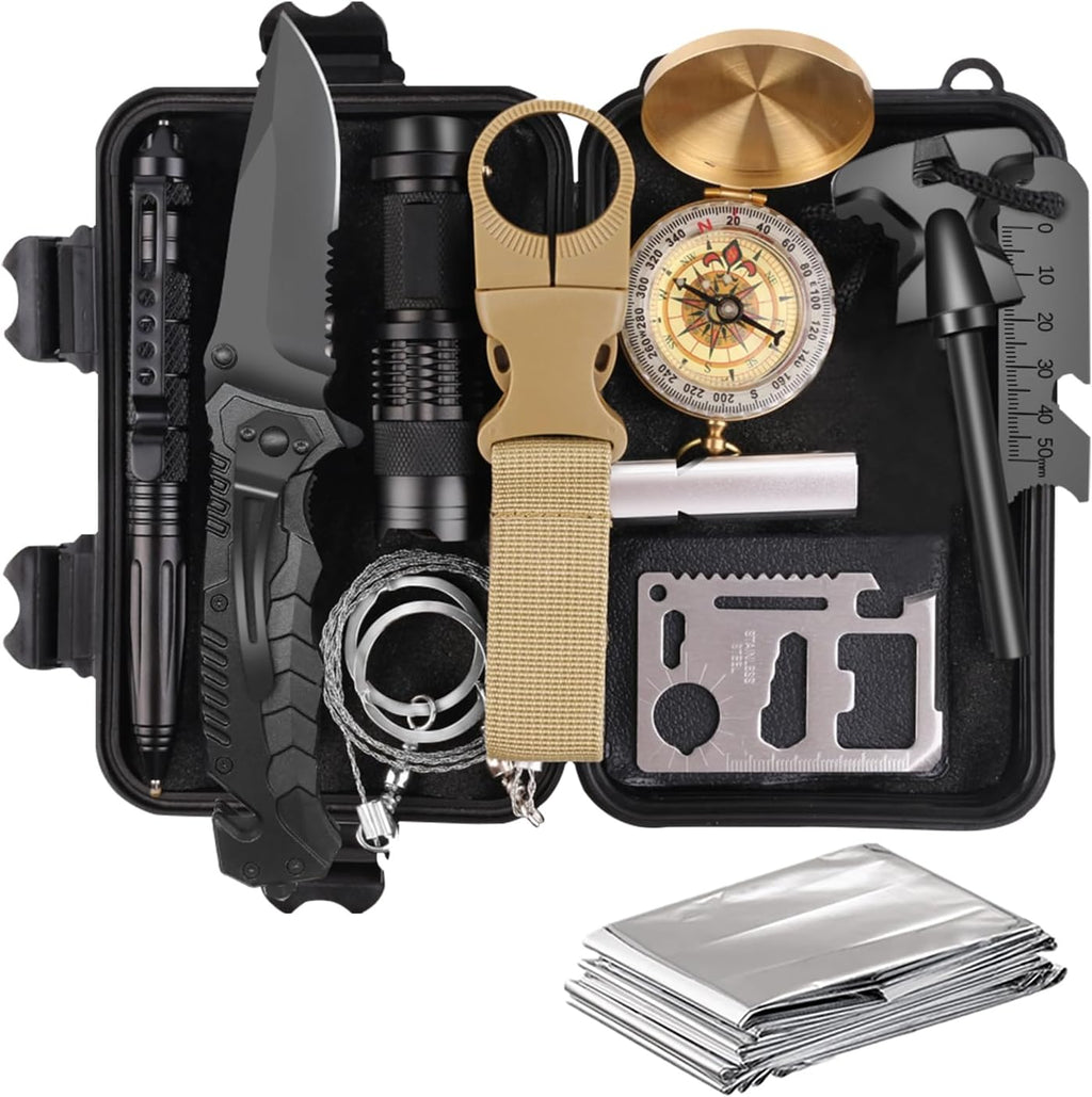 Survival Kit 14 in 1, Gifts for Men Dad Husband, Emergency Survival Gear and Equipment, Anniversary Birthday Gifts