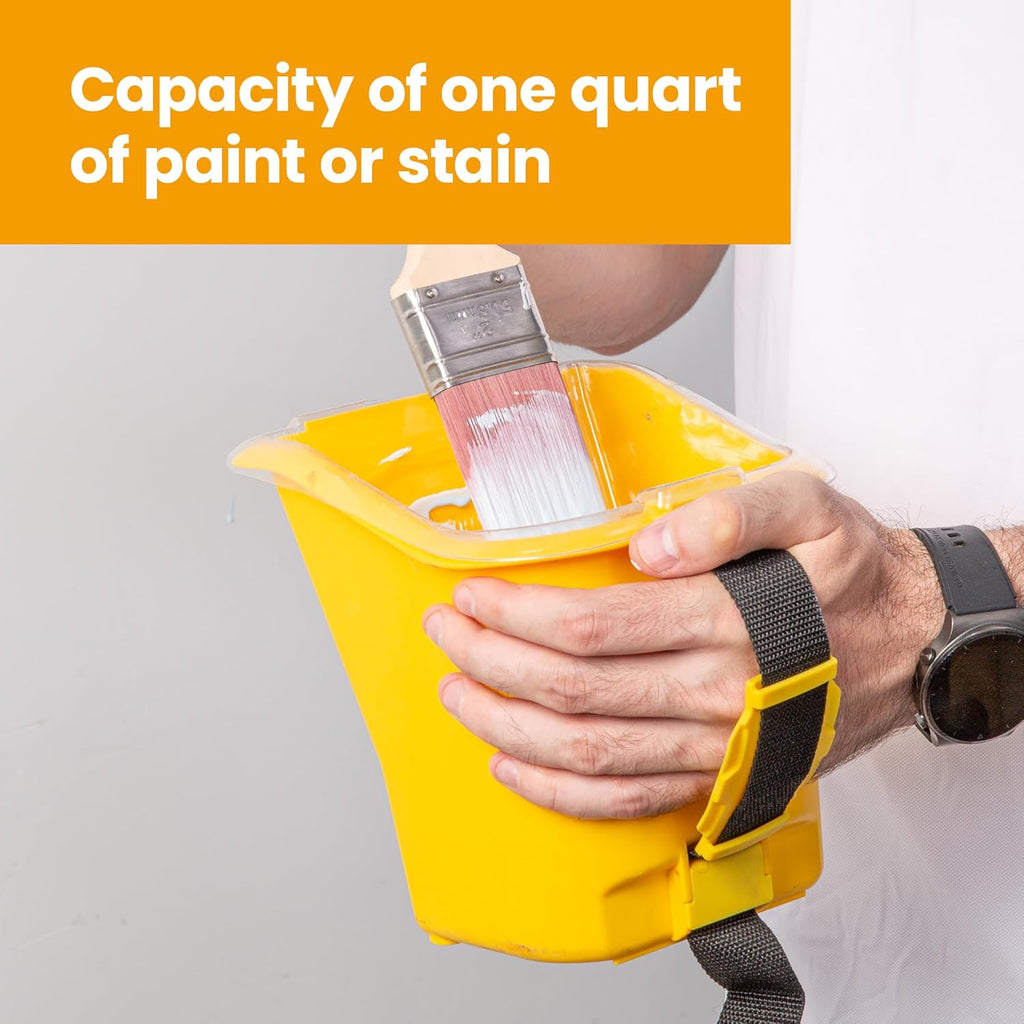 18 Pcs Paint Bucket Hand Held, Paint Cup 4 Inch, Paint Brush, Integrated Magnetic Brush Grip, Suitable for