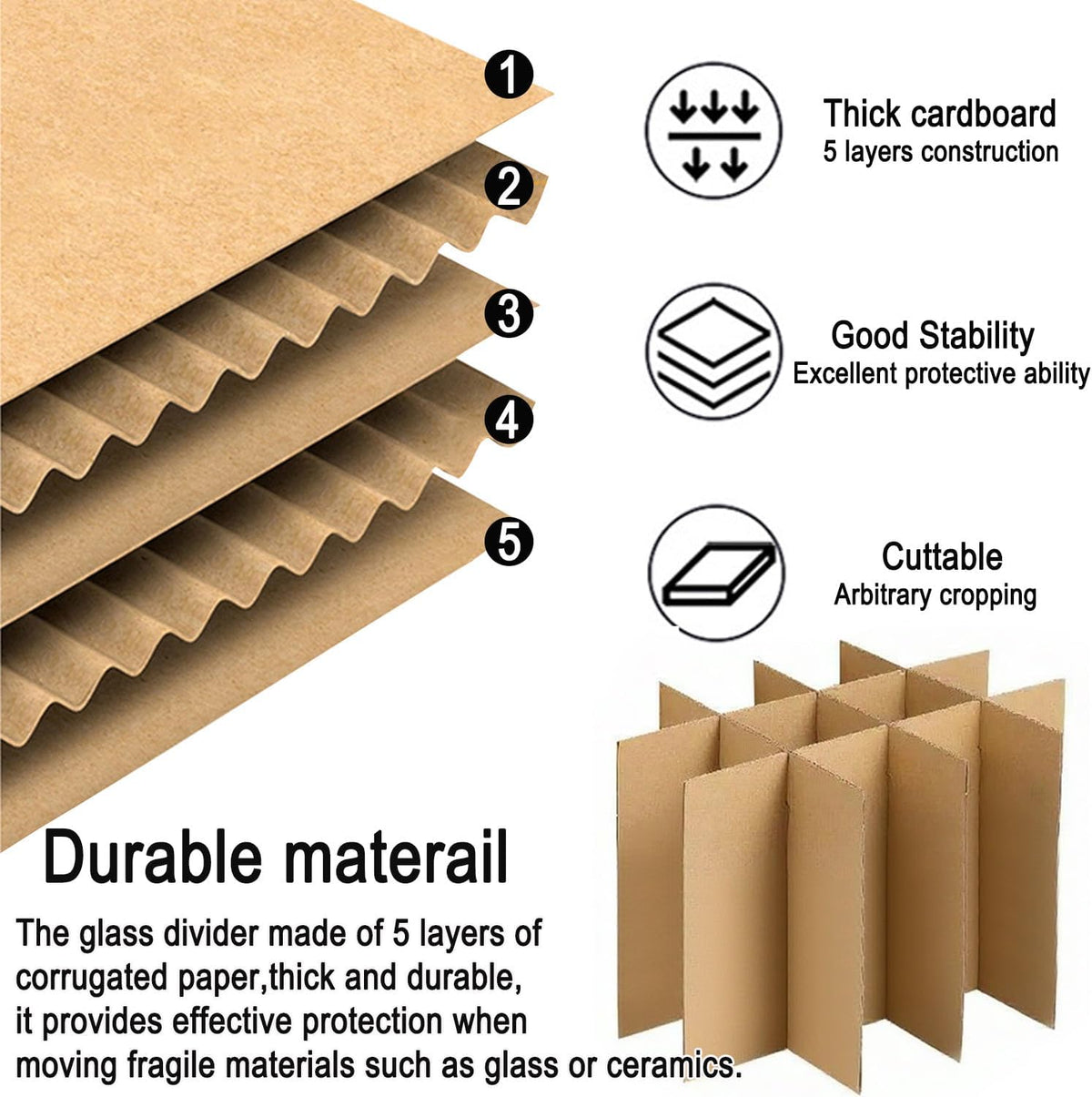 3-Pack Glassware Protection Set，Glassware Dish Packing Boxes Corrugated Dividers & 36 Foam Sleeves for 16x12x12