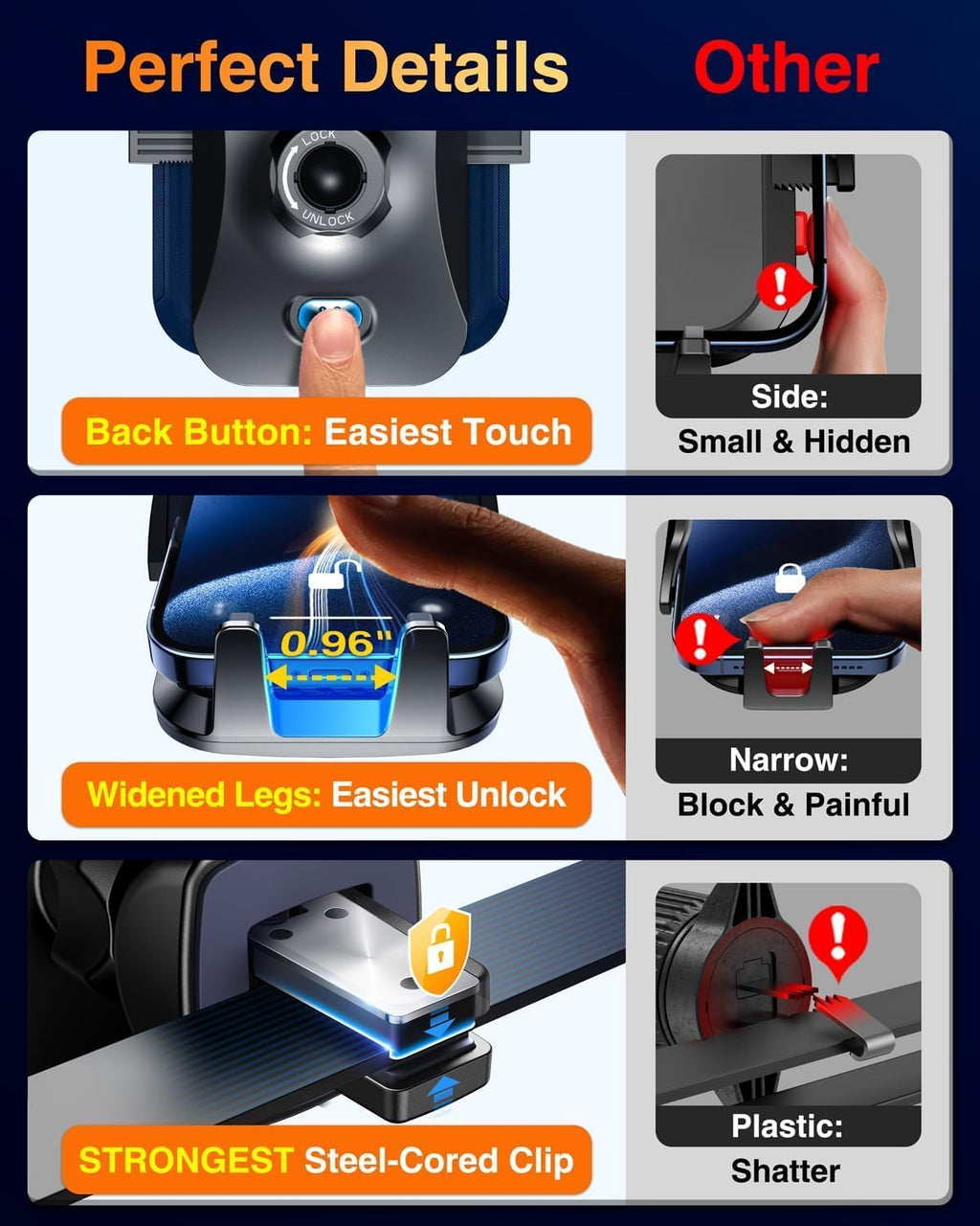 【85+LBS Strongest Suction & Military-Grade Ultimate Car Phone Mount【Patent & Safety Certs】 Cell Phone Holder for Dash