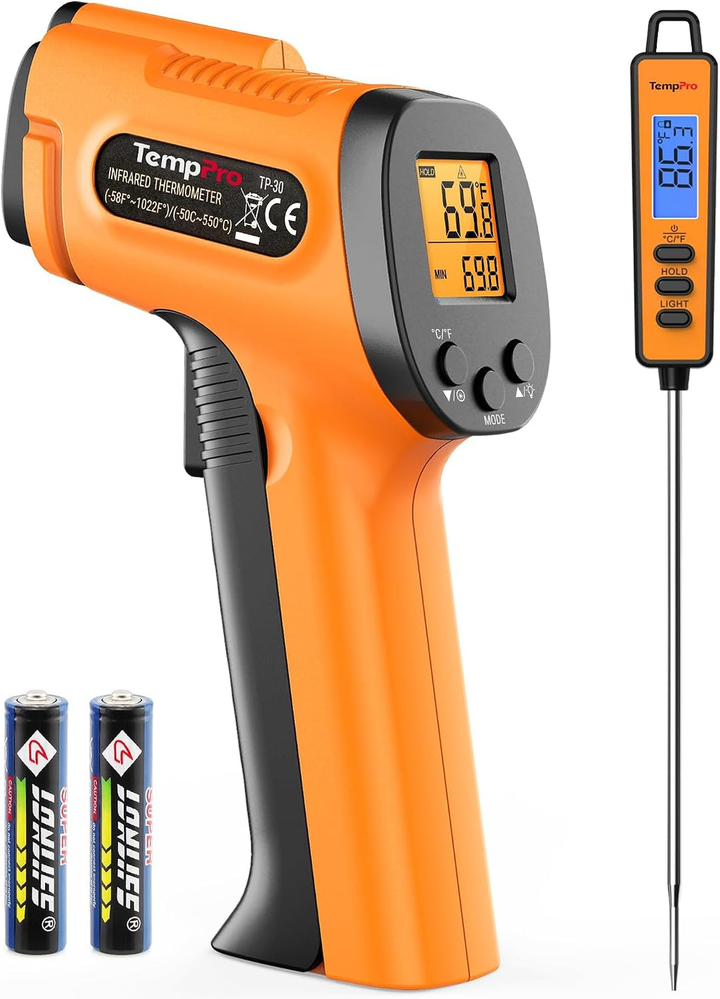 TempScan Infrared Thermometer Gun with Super Long Meat Probe
