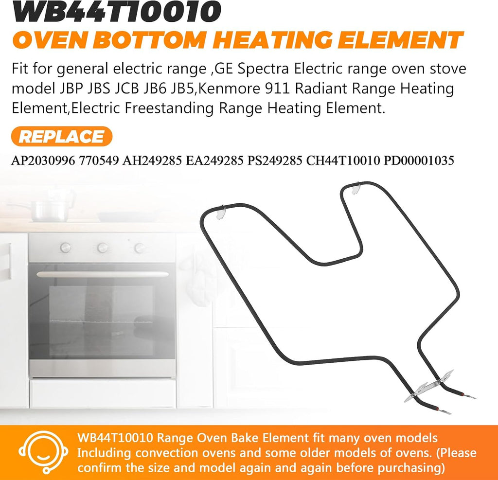 WB44T10010 Range Oven Bake Element by Blutoget-Fit for GE Spectra Oven Element Ken 911 Oven Bottom Heating Element 91195291990 JBS55WK2WW JBP62DM2BB JBP67BH1WH JBP64WB4WW Replaces 770549 AP2030996
