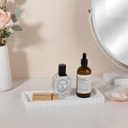 Silicone Bathroom Tray Small Vanity Tray Kitchen Counter Decor, White