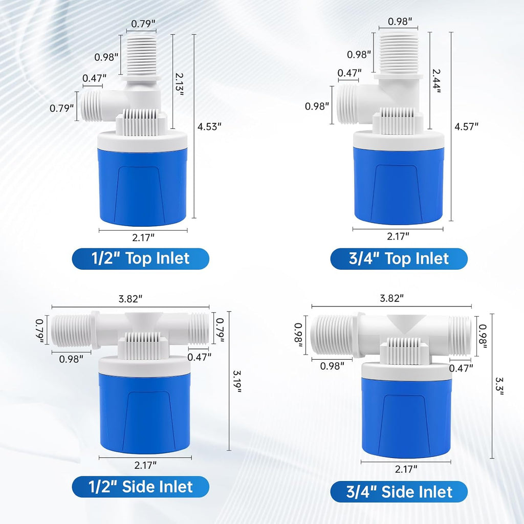 3/4" Side Top Inlet Water Float Valve, 2 Pack Water Trough Float Valve Water Level Control Float Valve for Water Tank, Automatic Water Shut Off Valve Pool Auto Fill for Livestock Pond Aquarium