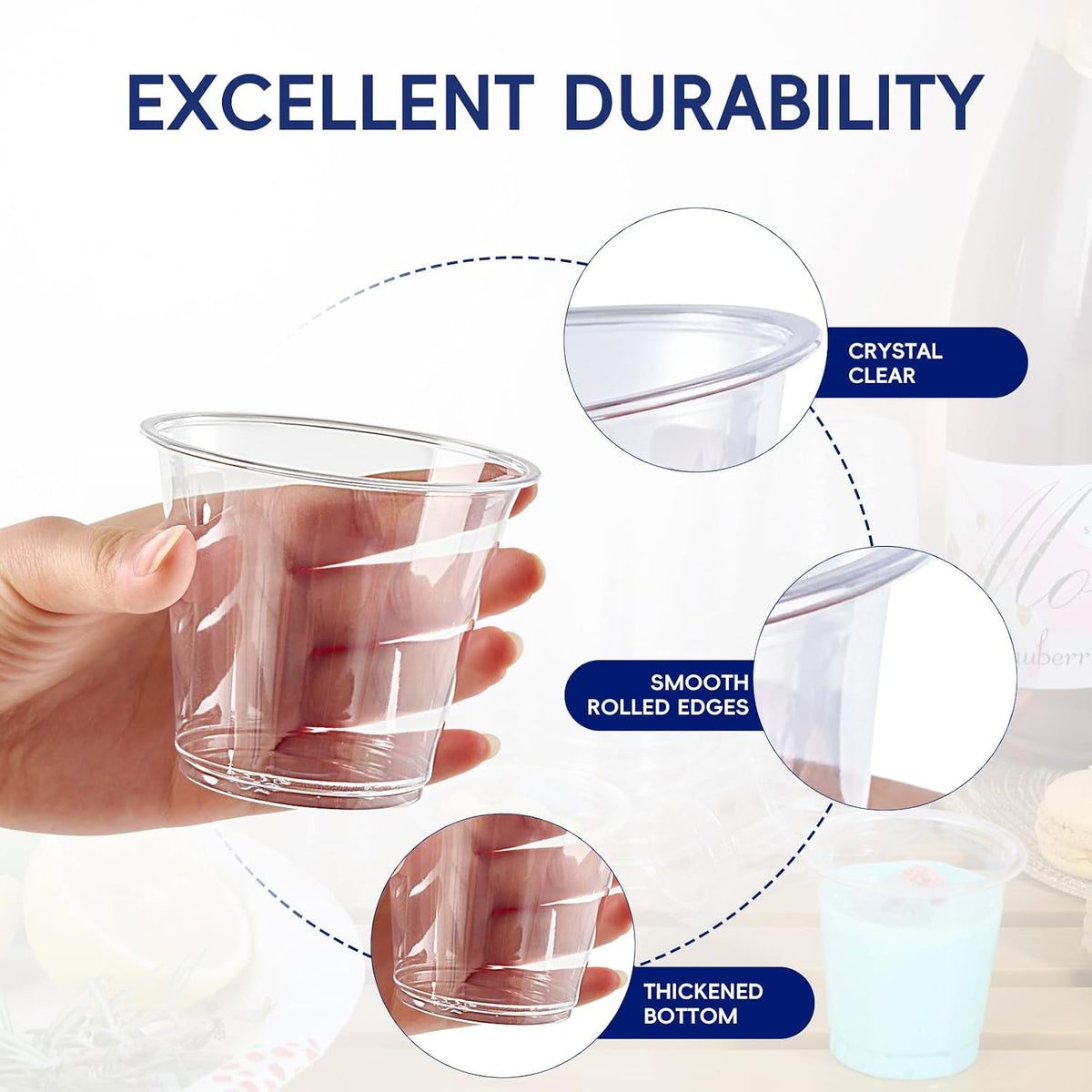 9 oz Plastic Cups, 100 Pack Clear Disposable Drinking Cups